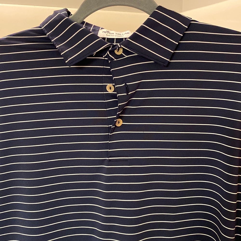 Peter Millar Navy Golf shirt.